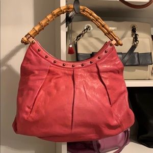 Vintage Gucci Pink Studded Bamboo handle bag